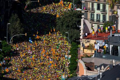 Detalle de la manifestación de la Diada.