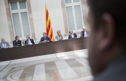 La reunió del Pacte Nacional pel Dret a Decidir al Parlament.