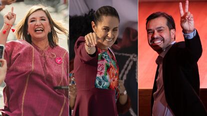 Xóchitl Gálvez, Claudia Sheinbaum y Jorge Álvarez Máynez.