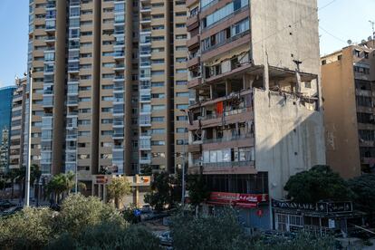 El bloque de apartamentos bombardeado este lunes en Beirut. 