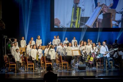 'La Música del Reciclaje' durante el concierto que ofrecieron en el Teatro Real de Madrid las pasadas navidades.