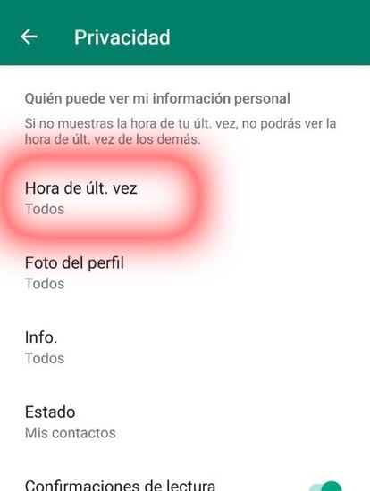 Opciones estado WhatsApp