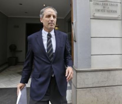 Francisco Camps sale hoy de la sede del Consejo Jurídico Consultivo en Valencia