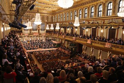 Vista de la Sala Dorada de la Musikverein de Viena, durante el concierto.
