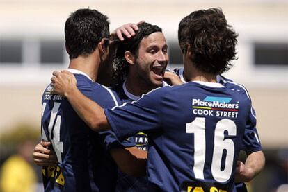 Los jugadores del Auckland celebran un gol durante esta temporada.
