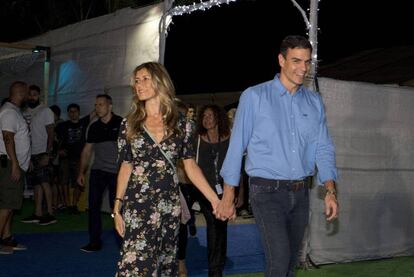 Pedro Sánchez y su esposa, Begoña Gómez, en las instalaciones del FIB el pasado 20 de julio. 