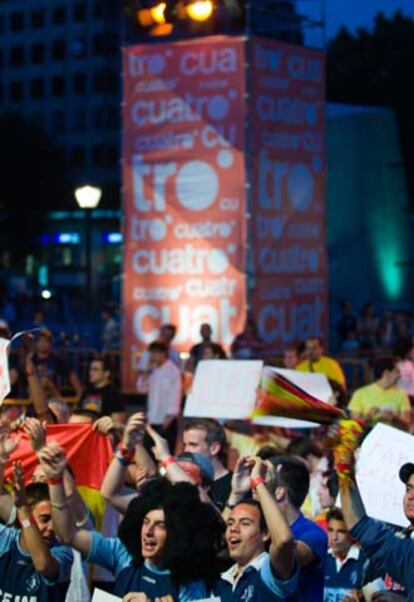 La plaza de Colón (Madrid), durante  el Mundial a través de Cuatro.