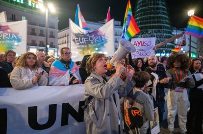 Manifestación por los derechos LGTBI, este lunes en Madrid.