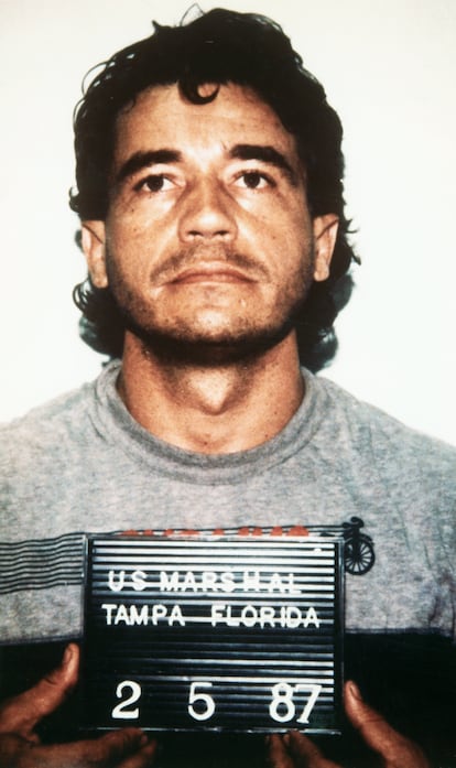 Carlos Lehder's mugshot after his arrest in Tampa, Florida.