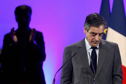 Francois Fillon, candidato en las elecciones presidenciales de 2017, durante un mitin en Poitiers el pasado 9 de febrero.  