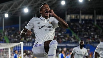 Eder Militao celebra su gol ante el Getafe el pasado domingo.