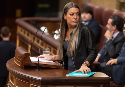 La portavoz de Junts en el Congreso, Míriam Nogueras, durante su intervención en el Congreso.