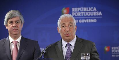 El ministro de Finanzas, Mario Centeno, y el primer ministro portugu&eacute;s, Ant&oacute;nio Costa, anuncian el viernes la venta de NB.