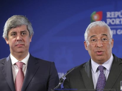 El ministro de Finanzas, Mario Centeno, y el primer ministro portugu&eacute;s, Ant&oacute;nio Costa, anuncian el viernes la venta de NB.