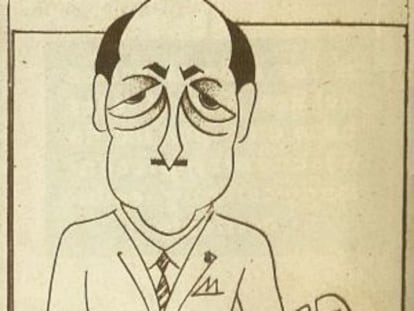 Una caricatura de Hern&aacute;ndez Coronado, en un peri&oacute;dico de la &eacute;poca.