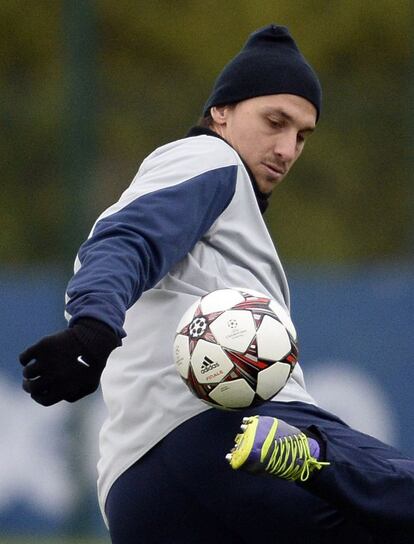 Zlatan Ibrahimovic, en un momento de su entrenamiento en París.