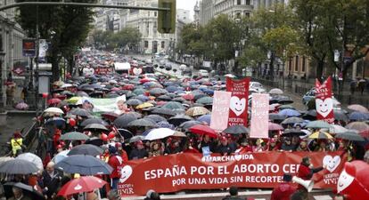 Manifestación en Madrid delebrada el domingo 17 de noviembre contra el aborto.