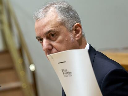 El lehendakari, Iñigo Urkullu, intervenía este viernes en el pleno de control del Parlamento vasco.