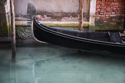 Uno de los canales de Venecia, con aguas transparentes, el 17 de marzo.