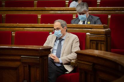 Catalan premier Quim Torra inside the regional parliament on July 8.
