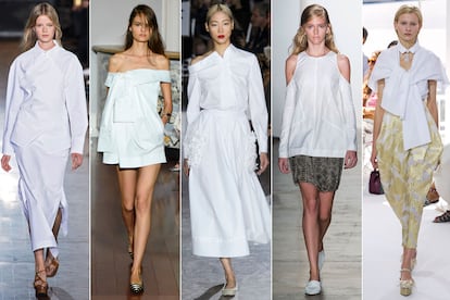 Las camisas blancas de Stella McCartney, Monse, Zac Posen, Wes Gordon y Delpozo.