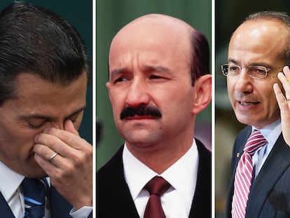 Tres expresidentes de México: Enrique Peña Nieto, Carlos Salinas y Felipe Calderón