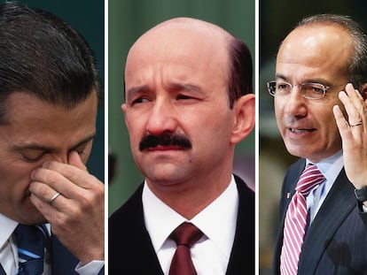 Los tres expresidentes de México señalados por Emilio Lozoya: Enrique Peña, Carlos Salinas y Felipe Calderón (de izquierda a derecha).