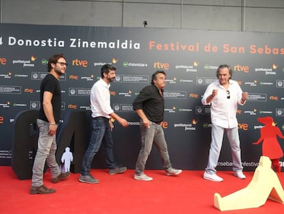 Carlos Santos, Alberto Rodr&iacute;guez, Eduard Fern&aacute;ndez y Jos&eacute; Coronado, actores y director de &#039;El hombre de las mil caras&#039;.