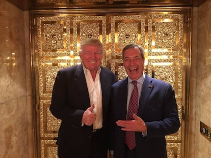 Trump y Farage, en el ascensor de la Trump Tower neoyorquina.