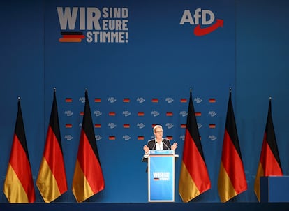Alice Weidel, colíder de Alternativa para Alemania, durante una intervención en el congreso de su partido este domingo.