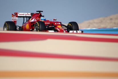 Fernando Alonso, de Ferrari, durante los entrenamientos. El asturiano no pasó del noveno puesto.