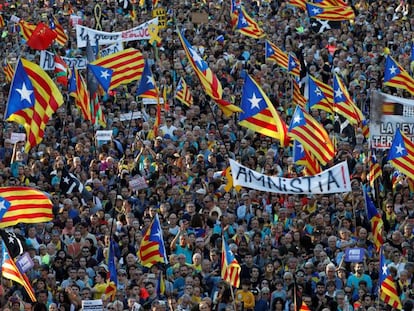 Concentración en Barcelona para protestar contra la sentencia del Supremo, el pasado sábado.