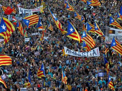 Concentración en Barcelona para protestar contra la sentencia del Supremo, el pasado sábado.