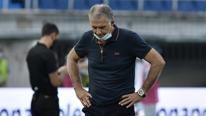 El entrenador Carlos Queiroz, durante un partido con la selección de Colombia.