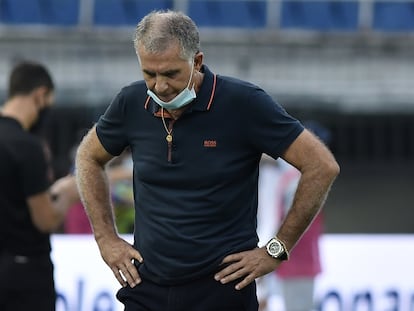 El entrenador Carlos Queiroz, durante un partido con la selección de Colombia.