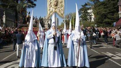 La hermandad de Malasaña celebra el Domingo de Ramos, el año pasado.