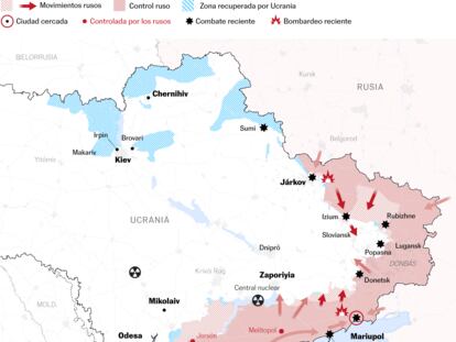 Mapa del avance de las tropas rusas en Ucrania a 13 de abril