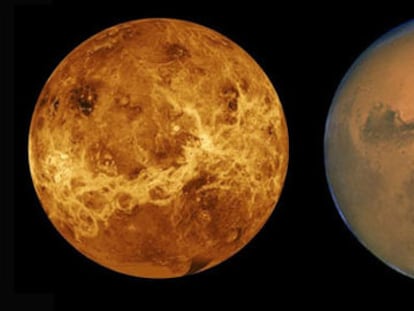 Imágenes de los planetas 'gemelos' a la Tierra: Marte y Venus.