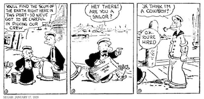 Una viñeta de Popeye de 1929.