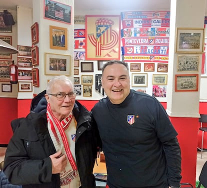 Scott Meechan y Andrés González el día de su reencuentro en la peña atlética de Alcobendas, el pasado enero.