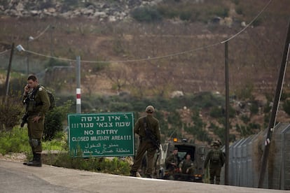 Una patrulla israelí en la frontera con Líbano en un área de destrucción de túneles, en diciembre de 2018.