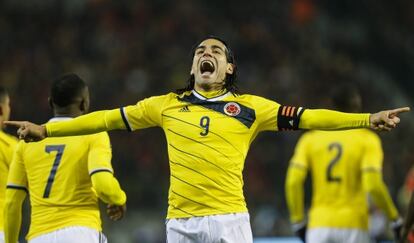 Falcao celebra un gol con Colombia.