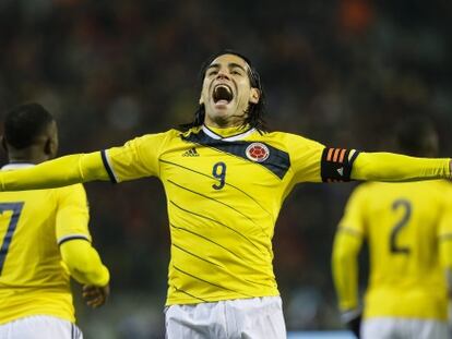 Falcao celebra un gol con Colombia.