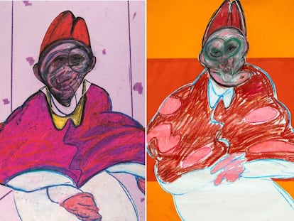 Desde la izquierda, &#039;Pope&#039; (1992), &#039;Pope&#039; (1979), &#039;Pope&#039; (1991), dibujos de Francis Bacon.