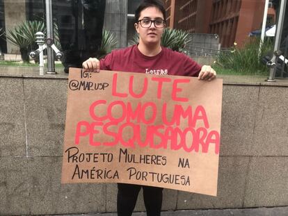 "Lute como uma pesquisadora", na avenida Paulista.