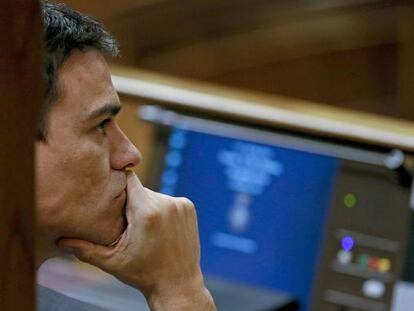 El lídel del PSOE, Pedro Sánchez, durante el pleno del Congreso.