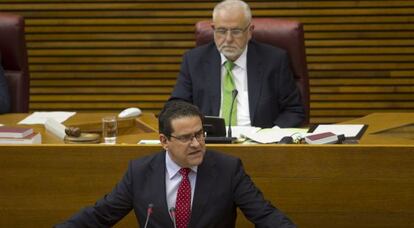 El portavoz del PP, Jorge Bellver, durante una intervención este miércoles en las Cortes.