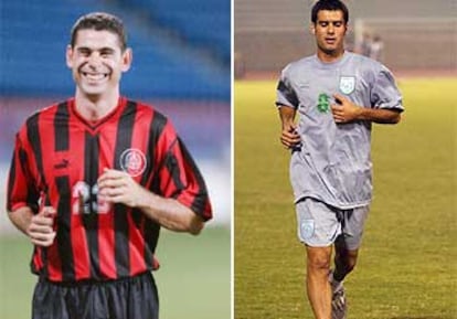 Hierro, con el uniforme del Al Rayyan, y Guardiola, con el del Al Ahli.