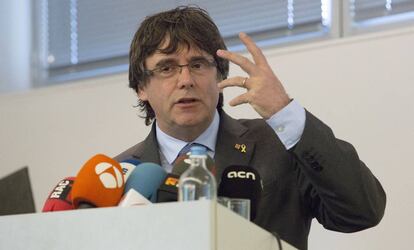 Carles Puigdemont en una conferència el 19 de setembre a Hasselt (Bèlgica).