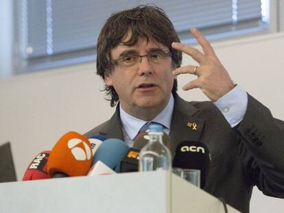 Carles Puigdemont en una conferència el 19 de setembre a Hasselt (Bèlgica).